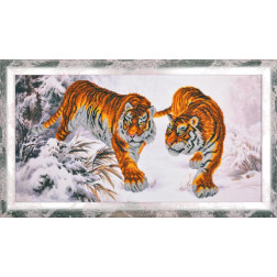 Картина вишита бісером Барвиста Вишиванка Уссурійські тигри 72х42 (АА005ан6535)