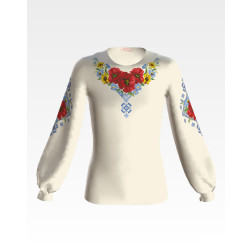 Пошита дитяча блузка-вишиванка Маки орнамент для вишивки бісером і нитками (БД003дМ3601)
