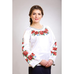 Пошита жіночої блузка-вишиванка Маки, волошки для вишивки бісером і нитками (БЖ003кБ4204)