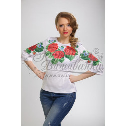 Набір бісеру Preciosa для вишивки бісером до заготовки жіночої блузки – вишиванки Пристрасні троянди, фіалки (БЖ011пБннннb)