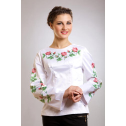 Пошита жіночої блузка-вишиванка Тендітні троянди для вишивки бісером і нитками (БЖ017кБ4216)