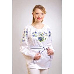 Пошита жіночої блузка-вишиванка Ромашки і волошки для вишивки бісером і нитками (БЖ019кБ4802)