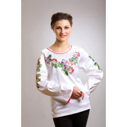 Пошита жіночої блузка-вишиванка Троянди і фіалки для вишивки бісером і нитками (БЖ022кБ5002)