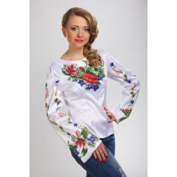 Пошита жіночої блузка-вишиванка Лілеї, троянди, незабудки для вишивки бісером і нитками (БЖ036кБ4616)