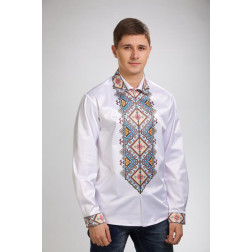 Пошита чоловіча сорочка-вишиванка Ніжний орнамент для вишивки бісером і нитками (СЧ029кБ4803)