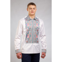 Пошита чоловіча сорочка-вишиванка Борщівська сучасна для вишивки бісером і нитками (СЧ033кБ4807)