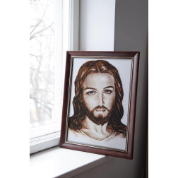 Картина вишита бісером Барвиста Вишиванка  Ісус коричневий 48х64 (ОТ008ан4560)