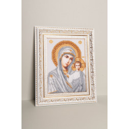 Картина вишита бісером Барвиста Вишиванка  Казанська Ікона Божої Матері 25х30 (ОТ041ан1622)