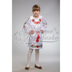Набір бісеру Preciosa для вишивки бісером до заготовки дитячого плаття – вишиванки на 9-12 років Тендітні маки (ПД004пБ40ннb)