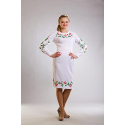 Пошита жіноча сукня-вишиванка Тендітні троянди для вишивки бісером і нитками (ПЛ017шБ4404)