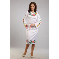 Пошита жіноча сукня-вишиванка Королівські квіти для вишивки бісером і нитками (ПЛ023кБ4203)