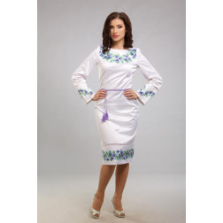 Пошита жіноча сукня-вишиванка Незабудки для вишивки бісером і нитками (ПЛ025кБ4203)