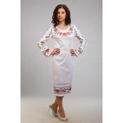 Пошита жіноча сукня-вишиванка Тендітні маки для вишивки бісером і нитками (ПЛ050кБ4205)