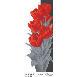 Схема картини Червоно-сірі тюльпани для вишивки бісером на габардині (ТК028пн2358)