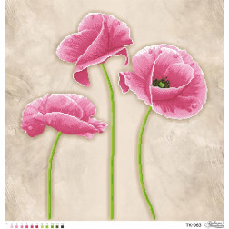 Схема картини Тендітні рожеві маки для вишивки бісером на габардині (ТК063пн5858)