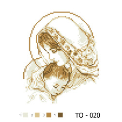 Схема картини Марія з дитям коричнева для вишивки бісером на тканині (ТО020пн1619)