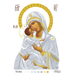 Схема картини Володимирівська Ікона Божої Матері для вишивки бісером на тканині (ТО031пн3243)