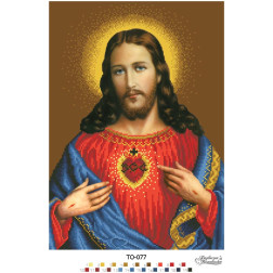 Схема картини Ікона Відкрите Серце Ісуса для вишивки бісером на тканині (ТО077пн3143)