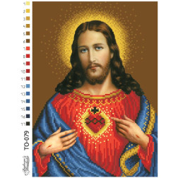 Схема картини Ікона Відкрите Серце Ісуса для вишивки бісером на тканині (ТО079пн2332)