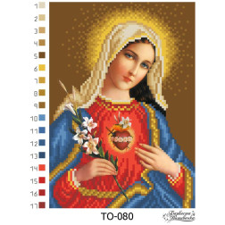 Схема картини Ікона Відкрите Серце Марії для вишивки бісером на тканині (ТО080пн1622)