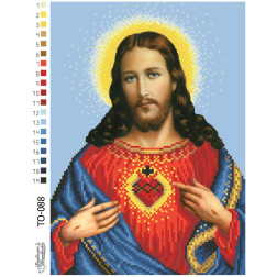 Схема картини Ікона Відкрите Серце Ісуса для вишивки бісером на тканині (ТО088пн2332)