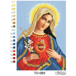 Схема картини Ікона Відкрите Серце Марії для вишивки бісером на тканині (ТО089пн1622)