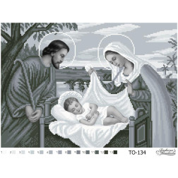 Схема картини Святе сімейство (чорно-біла) для вишивки бісером на тканині (ТО134пн4230)