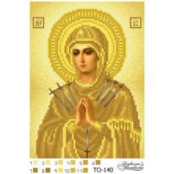 Схема картини Ікона Божої Матері Пом’якшення злих сердець (Семистрільна) для вишивки бісером на тканині (ТО140пн1622)