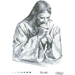 Схема картини Ісус в молитві (чорно-біла) для вишивки бісером на тканині (ТО142пн3545)