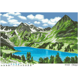Схема картини Озеро в серці гір для вишивки бісером на тканині (ТП019пн6443)