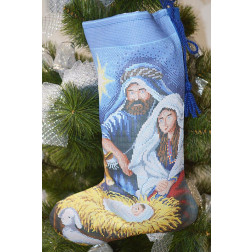 Набір для вишивки бісером Барвиста Вишиванка Пошитий новорічний чобіток Різдвяний вечір 31х49 (ТР161аБ3149k)
