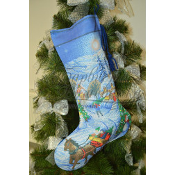 Схема Пошитий новорічний чобіток Напередодні свята для вишивки бісером і нитками на тканині (ТР165аБ3149)