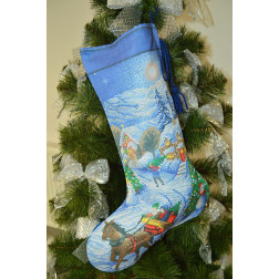 Набір для вишивки нитками Барвиста Вишиванка Пошитий новорічний чобіток Напередодні свята 31х49 (ТР165аБ3149i)