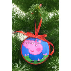 Схема Пошита новорічна іграшка Джордж (серія: Свинка Пеппа) для вишивки бісером і нитками на тканині (ТР373аБ1010)