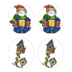 Непошиті новорічні іграшки для вишивки бісером і нитками на габардині. Серія: Сніговики-Колядники (ТР603пн2933)