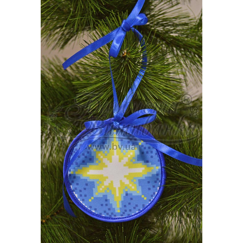 Схема Пошита новорічна іграшка Різдвяна зірка для вишивки бісером і нитками на тканині ТР211аБ1010