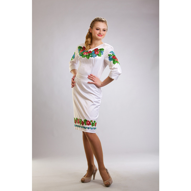 Платье-вышиванка женское вышитое бисером (ЖП015кБнн04)