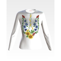 Заготовка женской вышиванки  Трезубец «Цветы Украины» для вышивки бисером и нитками (ЖЕ034пБнннн)