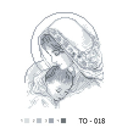 Схема картины Мария с ребенком серая для вышивки бисером на ткани (ТО018пн1619)