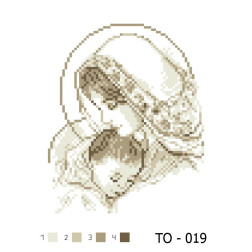 Схема картины Мария с ребенком бежевая для вышивки бисером на ткани (ТО019пн1619)