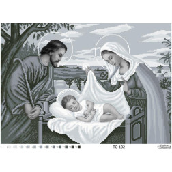 Схема картины Святое семейство (черно-белая) для вышивки бисером на ткани (ТО132пн6043)